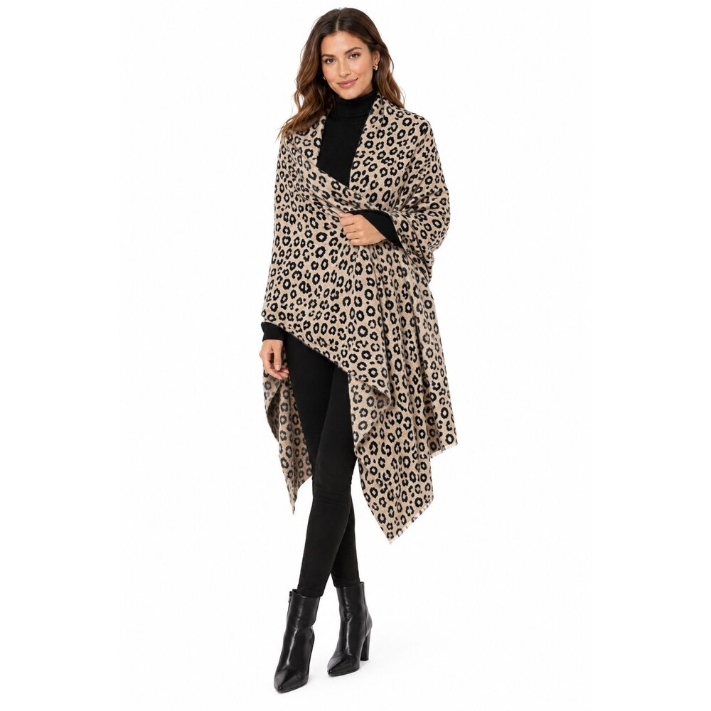 Charter Club Luxury 100% Cashmere Wrap Scarf Leopard Animal Print Knit Classic